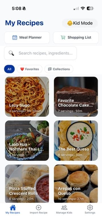 KidChef App - Recipe Screen