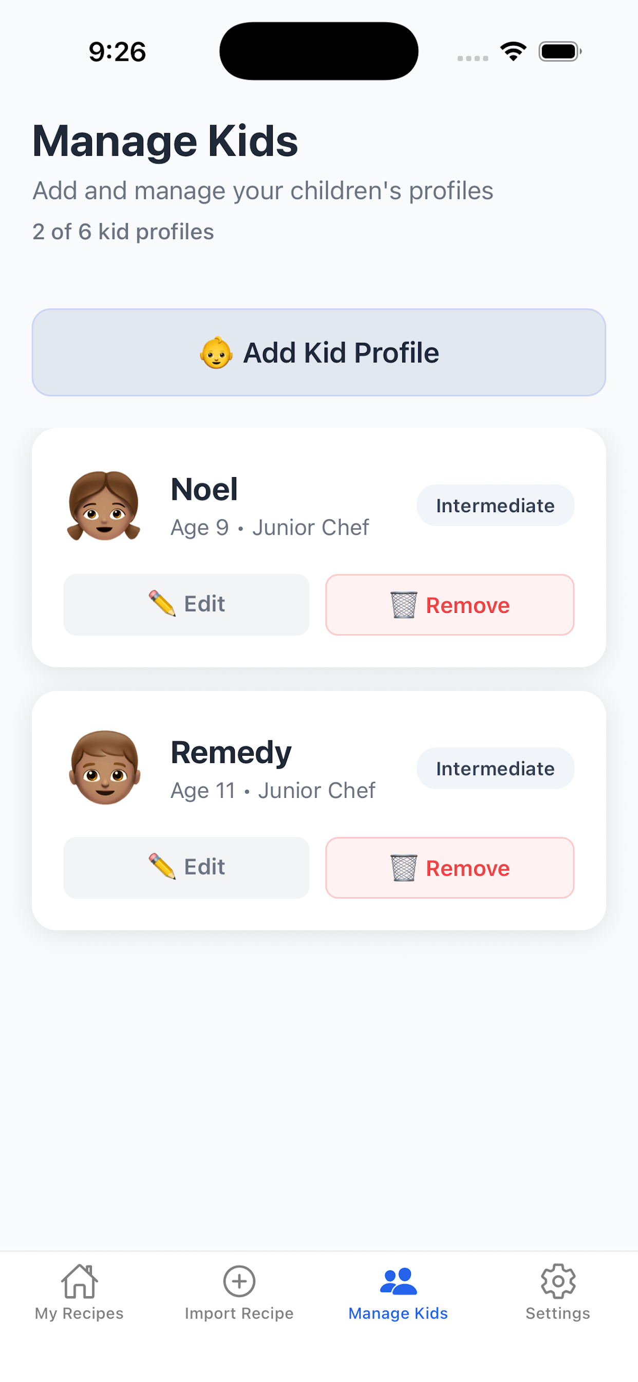 Multiple Kid Profiles